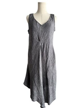 Stella Carakasi 100% Hemp Oversized Slouchy Dress Sz Small Grey Pockets Natural